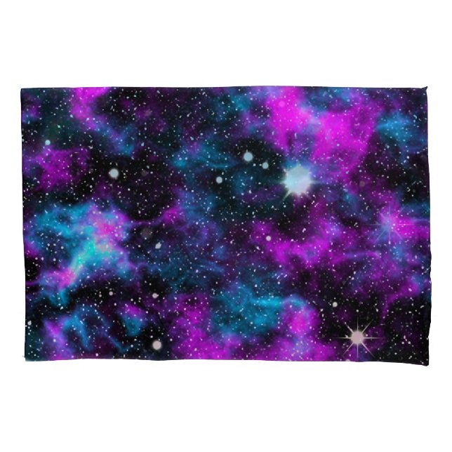 Purple Blue Galaxy Space Stars Pillowcase (Front-Left)