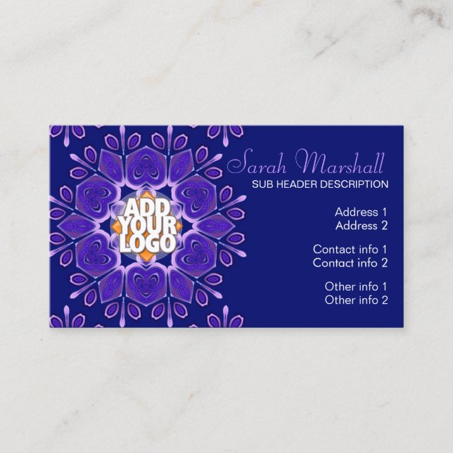 Purple+Blue Geometric Flower Business Card (Front)