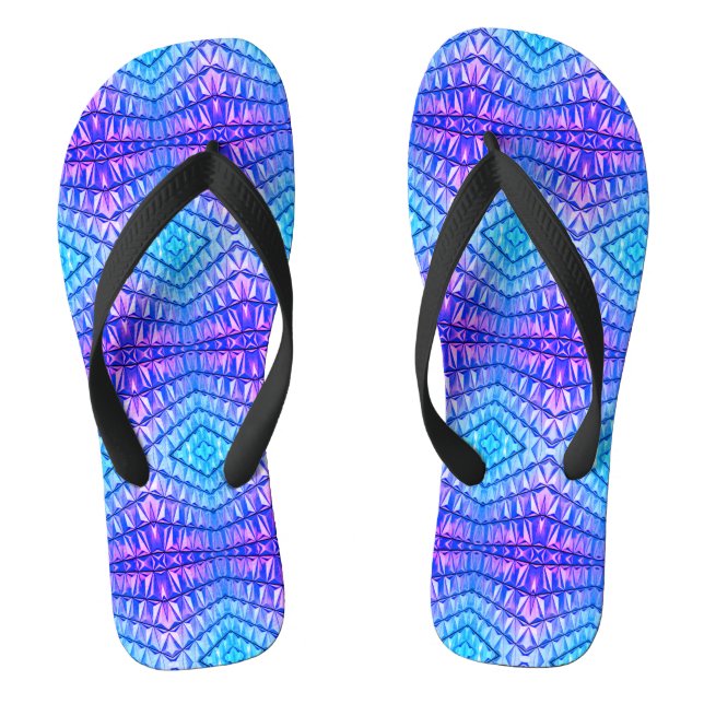 Purple & Blue Geometric Pattern Flip Flops (Footbed)