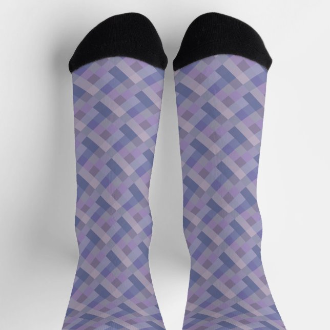 Purple Blue Geometric Pattern Socks (Top)