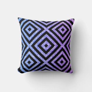 Purple & Blue Glitter Geometric Pattern Cushion