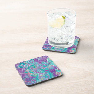 Purple, Blue, Gold and Teal swirls Coaster
