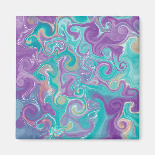 Purple, Blue, Gold and Teal swirls  Magnet