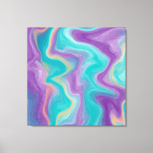 Purple, Blue, Gold and Teal swirls Peaceful   Canvas Print