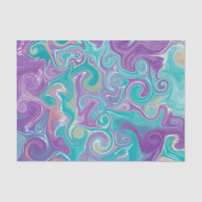 Purple, Blue, Gold and Teal swirls   Tissue Paper (Front)
