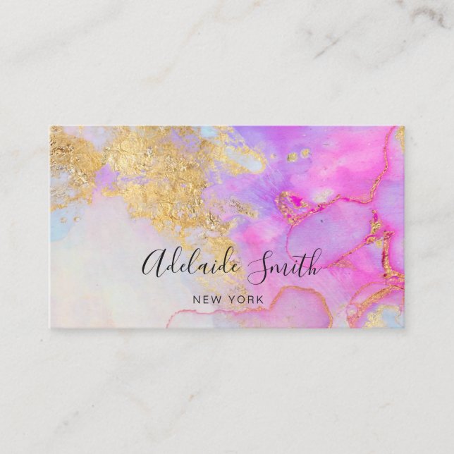 purple blue gold artistic abstract business card (Front)