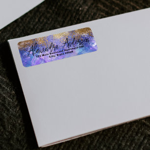 Purple Blue Gold Glitter Artistic Modern Glam