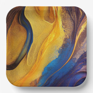 Purple, blue, gold paper plate