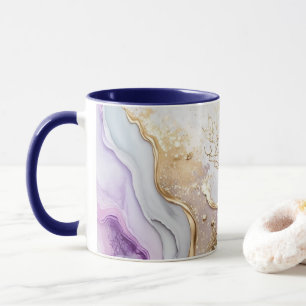 Purple Blue Gold Watercolor Wash Alcohol Ink Mug