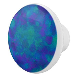 Purple Blue Green Elegant Watercolor Pattern Ceramic Knob