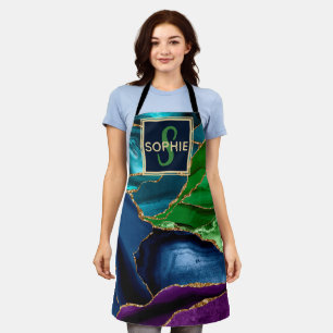 Purple, Blue & Green Faux Gold Glitter Agate Apron