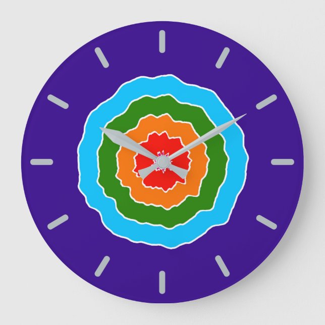 Purple Blue Green Orange Red Large Clock (Front)