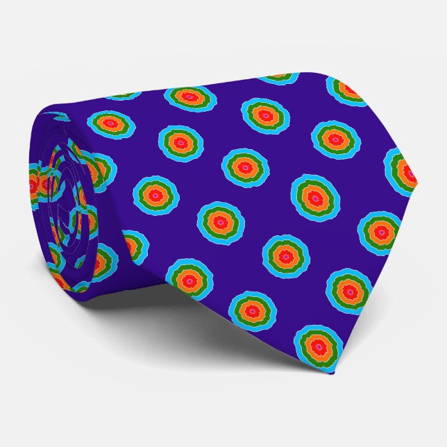 Purple Blue Green Orange Red Rings Tie (Rolled)