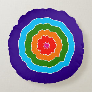 Purple Blue Green Orange Red Round Cushion