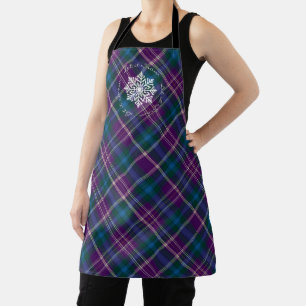 Purple, Blue & Green Plaid Snowflake Apron