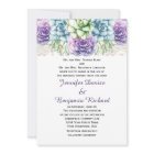 Purple Blue Green Watercolor Succulents Invitation