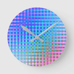 Purple Blue Green Yellow Round Clock