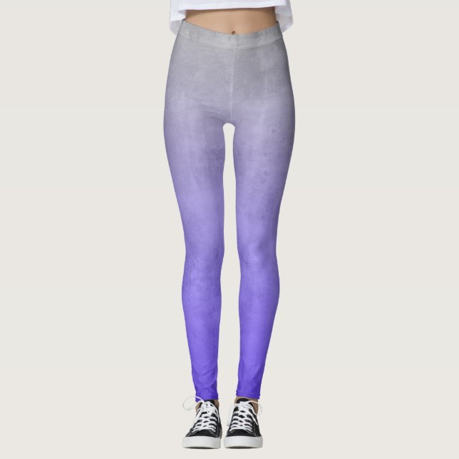 Purple blue Grey rustic ombre Leggings (Front)