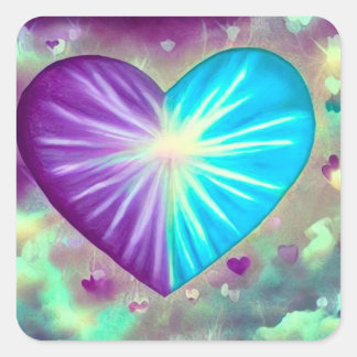 Purple & Blue Heart Square Sticker