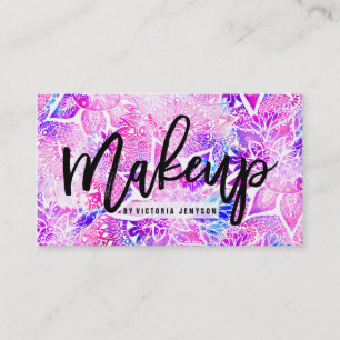 Purple blue henna boho floral mandala Makeup Business Card