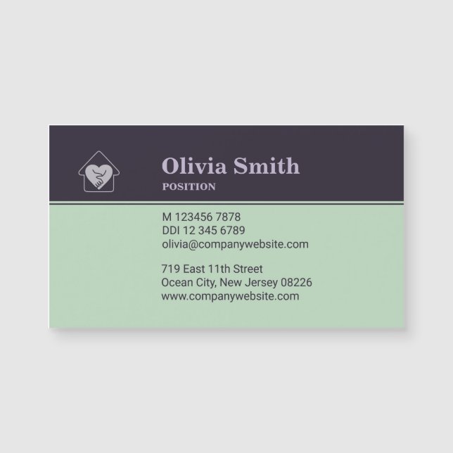 Purple & Blue Home Care Business Card Magnet (Front)