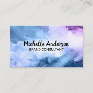 Purple Blue Hues   Watercolor Artistic Business Card