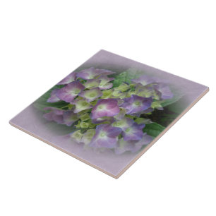 Purple Blue Hydrangea Flowers Tile