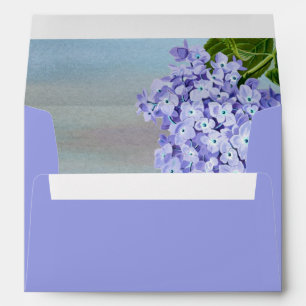 Purple blue hydrangea flowers watercolor wedding envelope