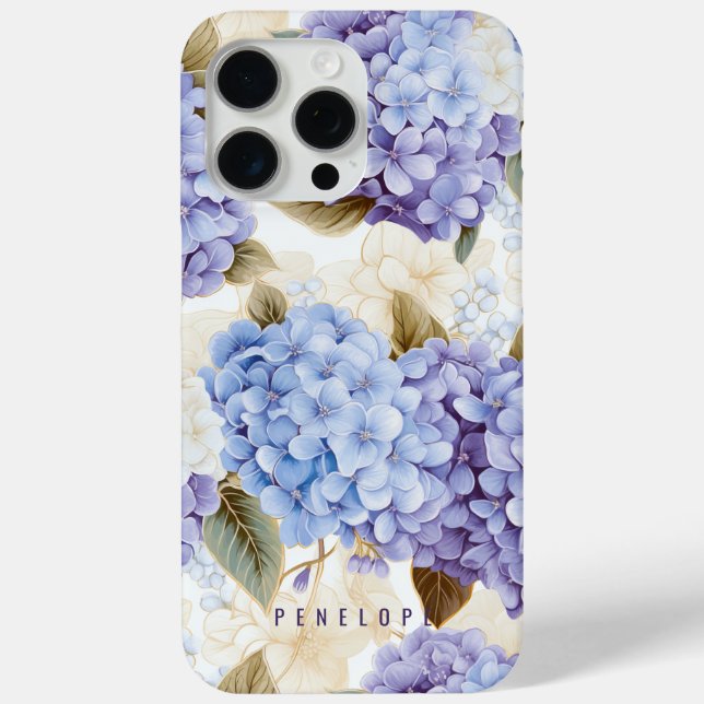 Purple Blue hydrangea personalised iPhone case   (Back)