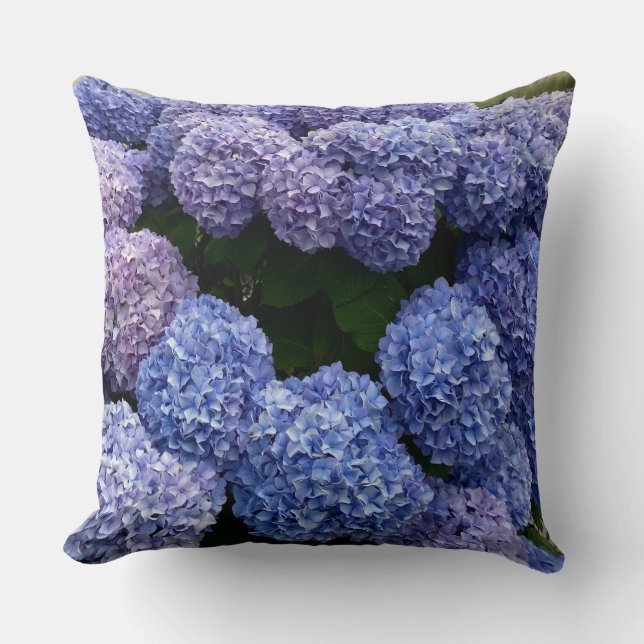 Purple Blue Hydrangea Throw Pillow (Front)