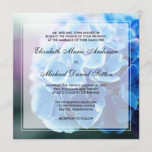 Purple Blue Hydrangea Wedding Invitation