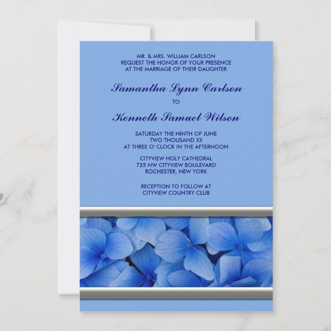 Purple Blue Hydrangea Wedding Invitations (Front)