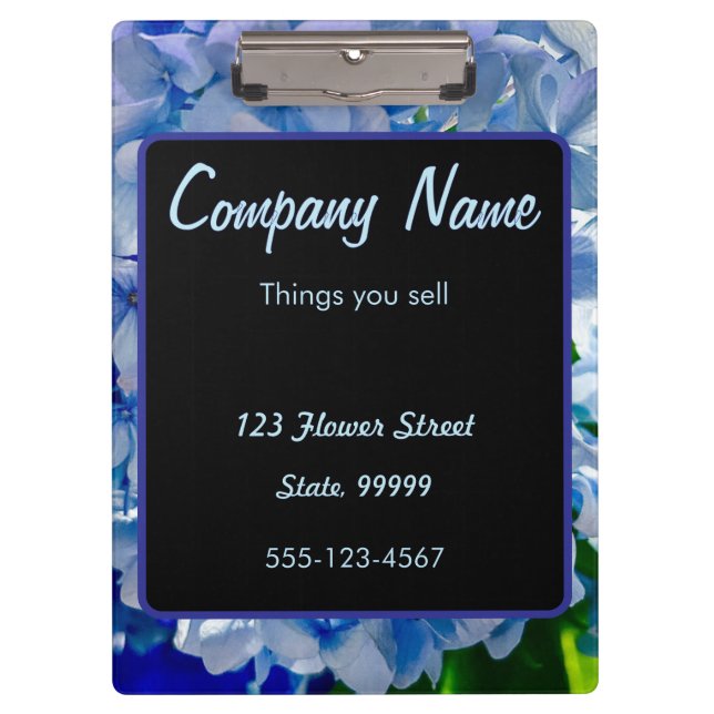 Purple Blue Hydrangeas Bouquets Clipboard (Front)