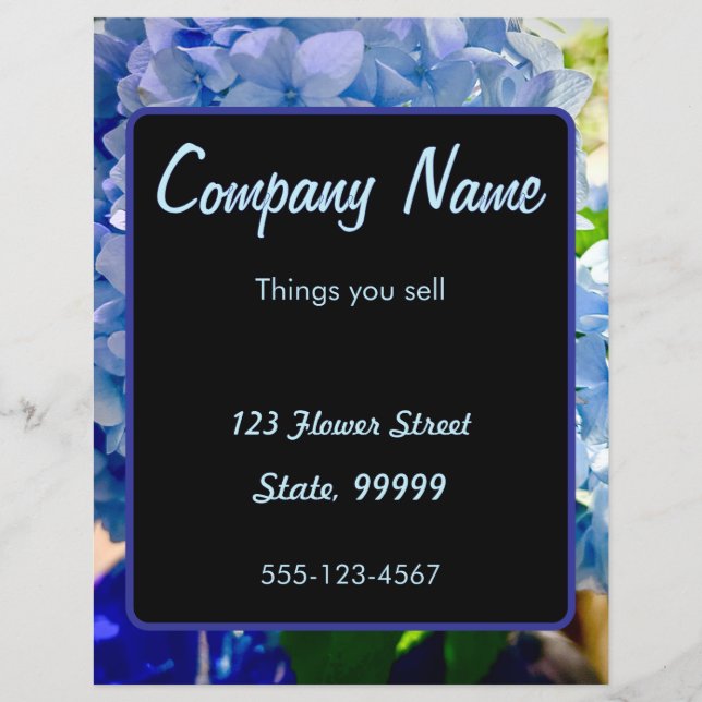 Purple Blue Hydrangeas Bouquets Flyer (Front)