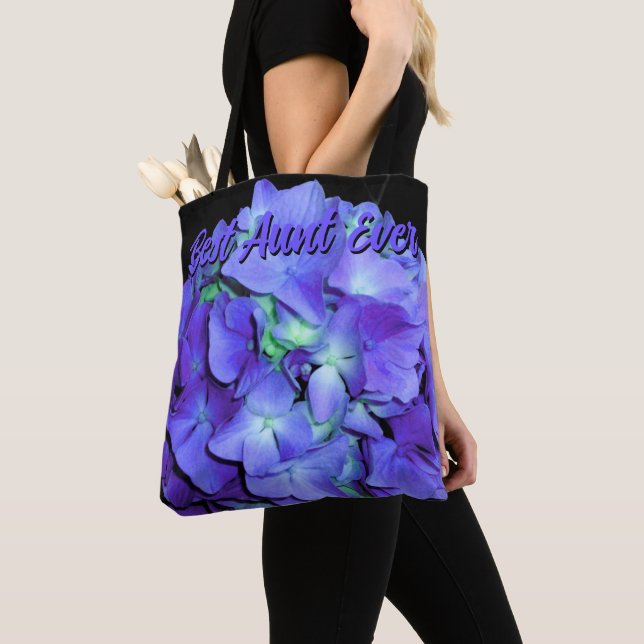 Purple blue Hydrangeas purple flowers Best Aunt Tote Bag (Close Up)