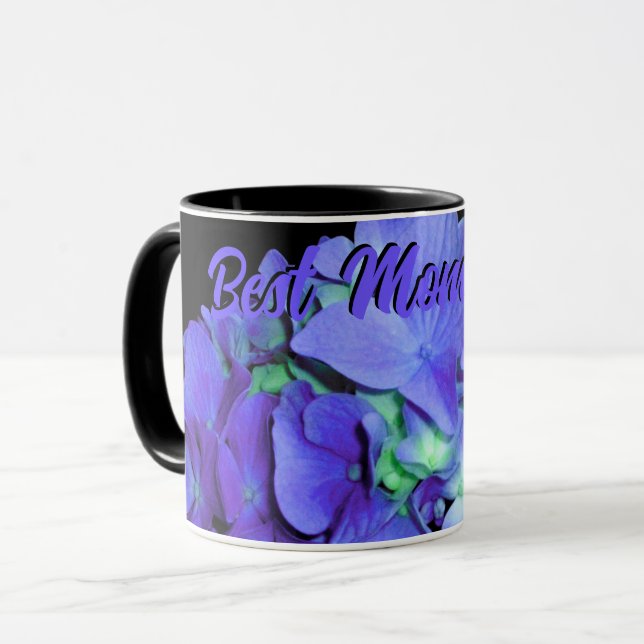 Purple blue Hydrangeas purple flowers, mum Mug (Front Left)