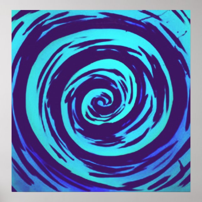 Purple & Blue Hypnotic Swirl Art Poster (Front)