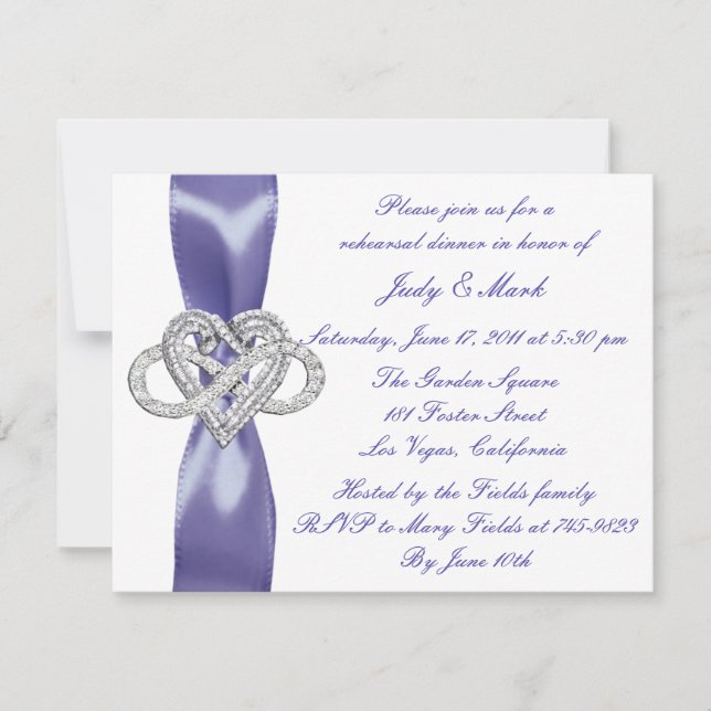 Purple Blue Infinity Heart Rehearsal Dinner (Front)