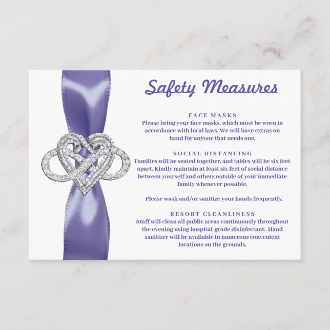 Purple Blue Infinity Heart Safety Measures Enclosure Card (Front)