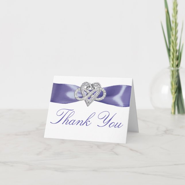 Purple Blue Infinity Heart Thank You Card (Front)