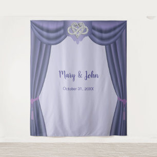 Purple Blue Infinity Heart Wedding Backdrop Tapestry