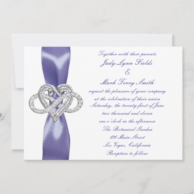 Purple Blue Infinity Heart Wedding Invitation (Front)
