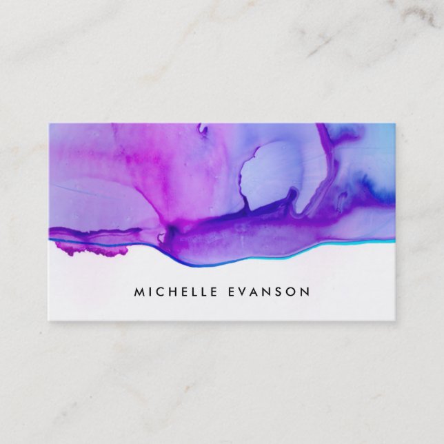 Purple Blue Ink Watercolor Creative Director Business Card (Front)