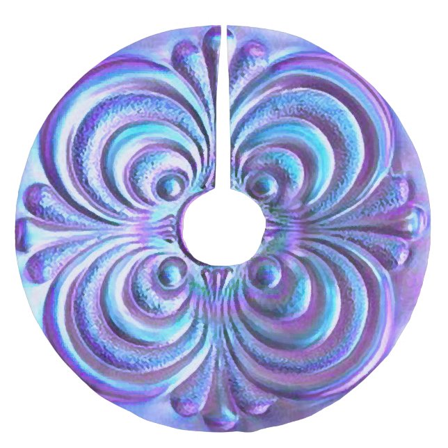 Purple Blue Iridescent Design Brushed Polyester Tree Skirt (Front)
