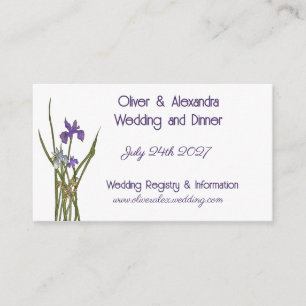 Purple & Blue Iris Watercolor Minimalist Wedding Enclosure Card