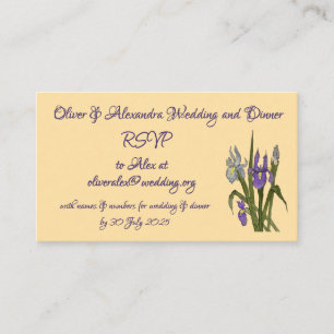 Purple & Blue Iris Watercolor Minimalist Wedding Enclosure Card