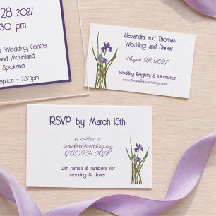 Purple & Blue Iris Watercolor Minimalist Wedding Enclosure Card
