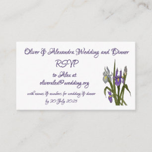 Purple & Blue Iris Watercolor Minimalist Wedding Enclosure Card