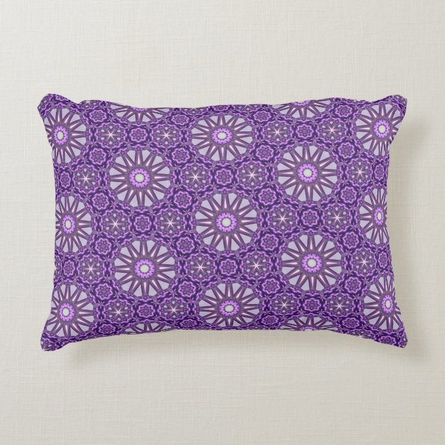 Purple Blue Kaleidoscope Pinwheel Geometry Pattern Decorative Cushion (Front)