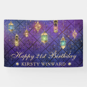 Purple & Blue Lantern Birthday Banner
